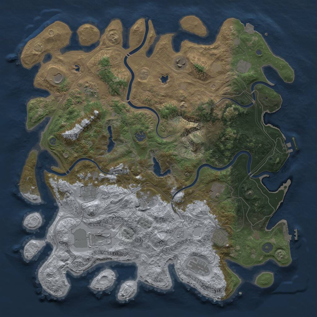 Rust Map: Procedural Map, Size: 4500, Seed: 223186701, 19 Monuments