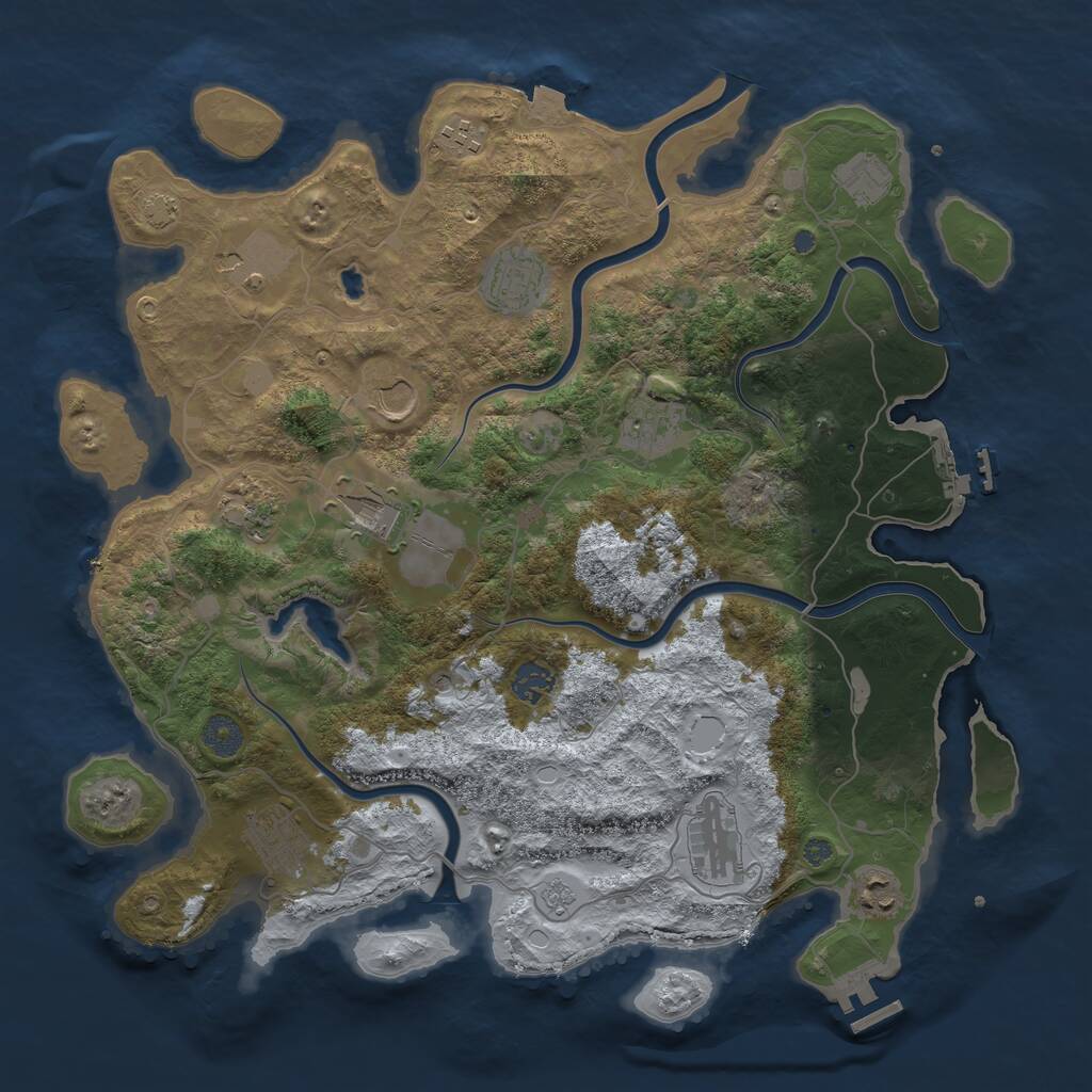 Rust Map: Procedural Map, Size: 4000, Seed: 984651851, 17 Monuments