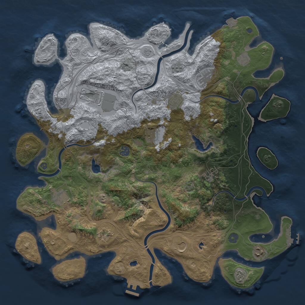Rust Map: Procedural Map, Size: 4500, Seed: 1563228560, 17 Monuments