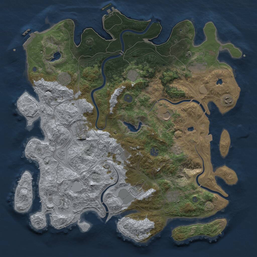 Rust Map: Procedural Map, Size: 4500, Seed: 1207841, 19 Monuments