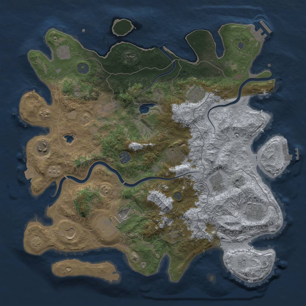Rust Map: Procedural Map, Size: 4000, Seed: 413716, 17 Monuments