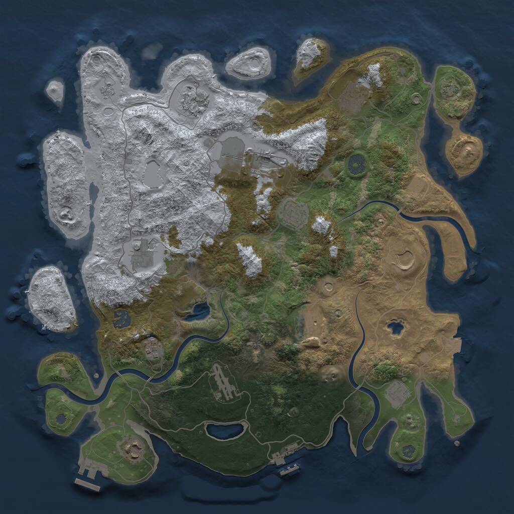 Rust Map: Procedural Map, Size: 4000, Seed: 226101694, 19 Monuments
