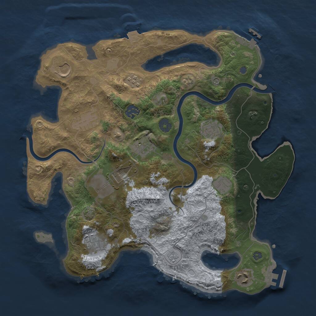 Rust Map: Procedural Map, Size: 3500, Seed: 98126155, 17 Monuments