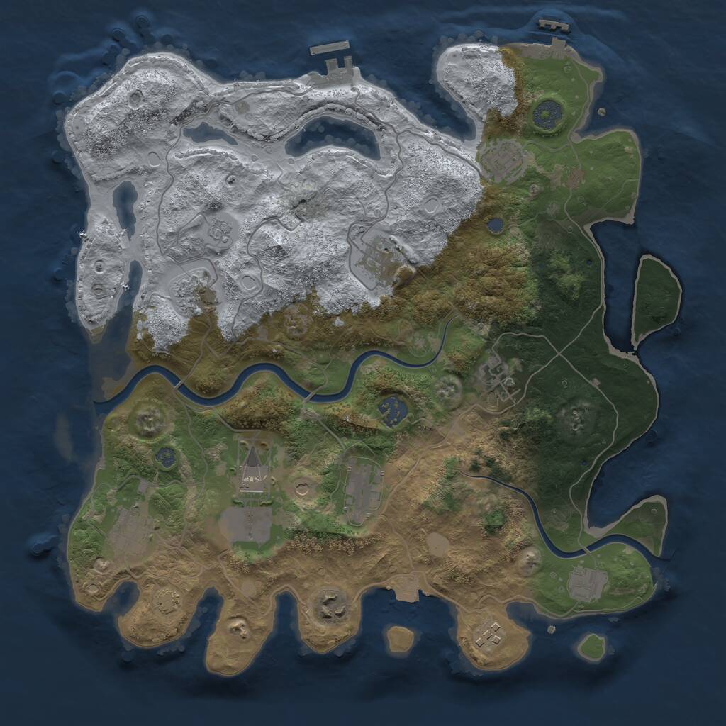 Rust Map: Procedural Map, Size: 3700, Seed: 420830277, 16 Monuments