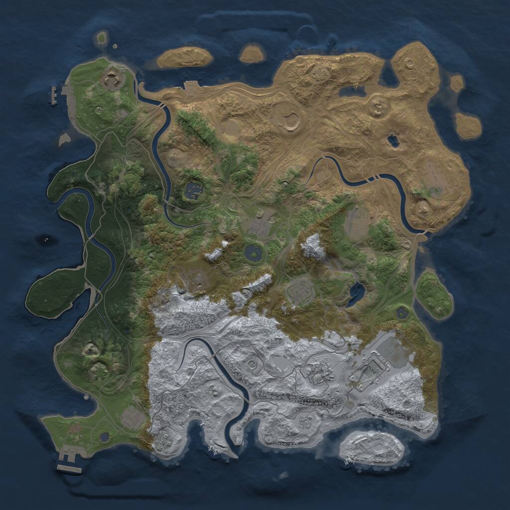 Rust Map: Procedural Map, Size: 4250, Seed: 1169124776, 17 Monuments