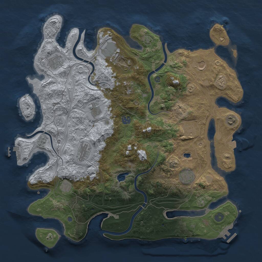 Rust Map: Procedural Map, Size: 4250, Seed: 1259691748, 17 Monuments