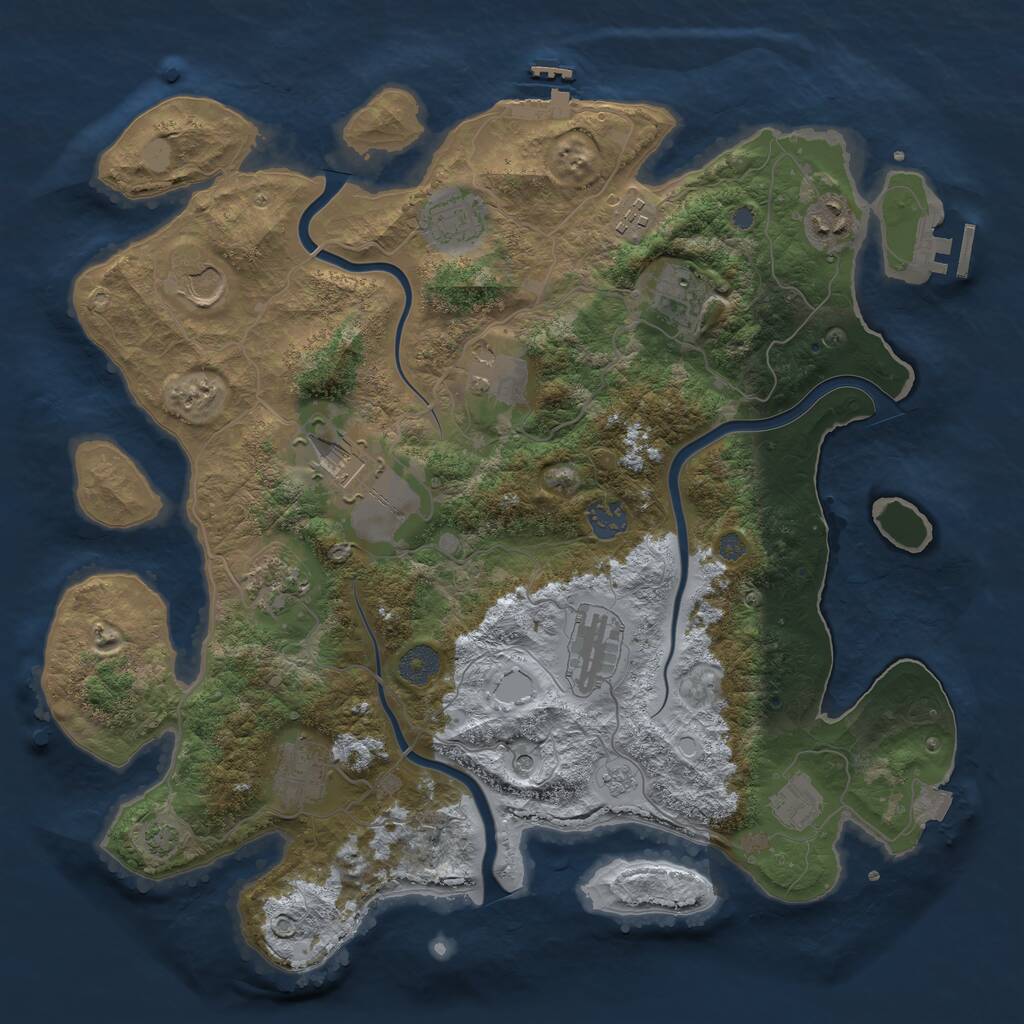 Rust Map: Procedural Map, Size: 3850, Seed: 1472798987, 19 Monuments