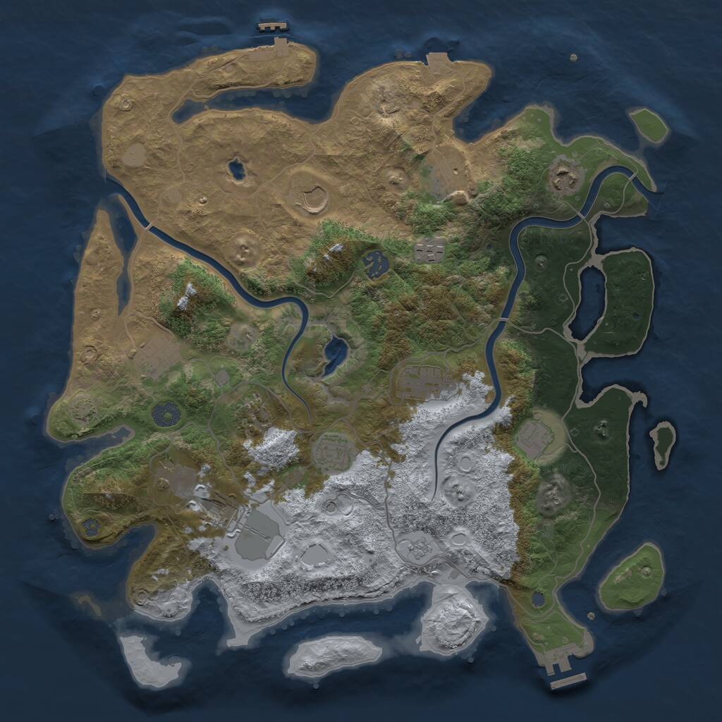 Rust Map: Procedural Map, Size: 4000, Seed: 358021, 17 Monuments