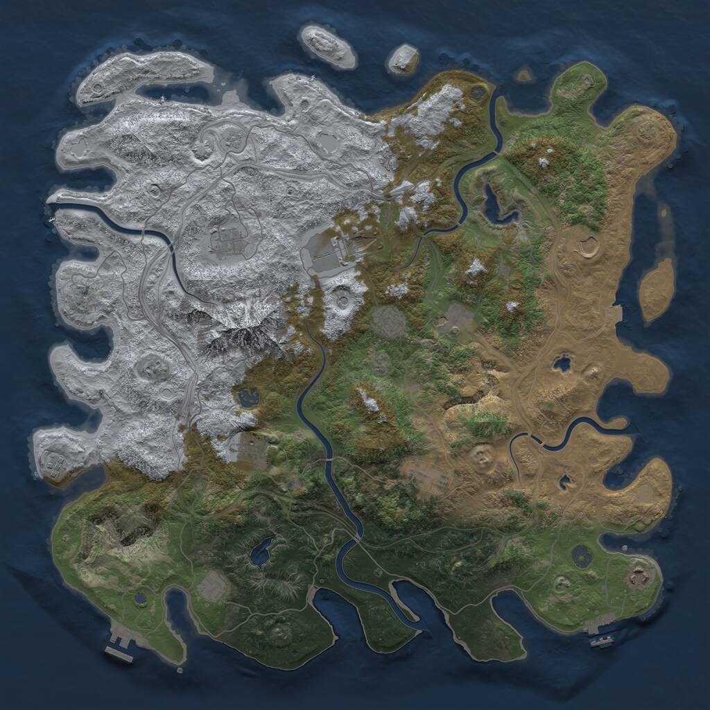 Rust Map: Procedural Map, Size: 5000, Seed: 3737745, 17 Monuments