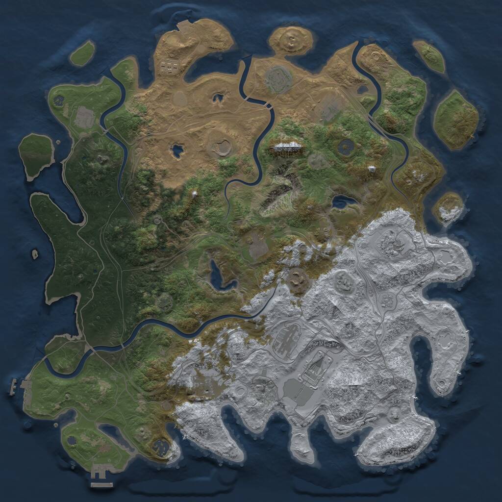 Rust Map: Procedural Map, Size: 4600, Seed: 1678659534, 19 Monuments