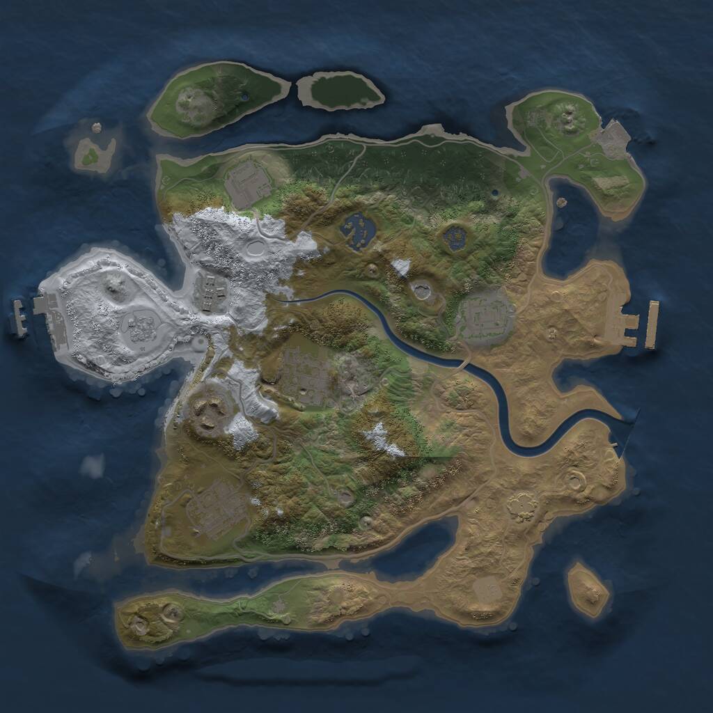 Rust Map: Procedural Map, Size: 3000, Seed: 53668, 14 Monuments