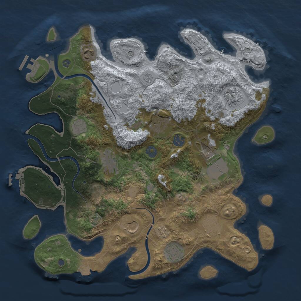 Rust Map: Procedural Map, Size: 3750, Seed: 2101176429, 18 Monuments