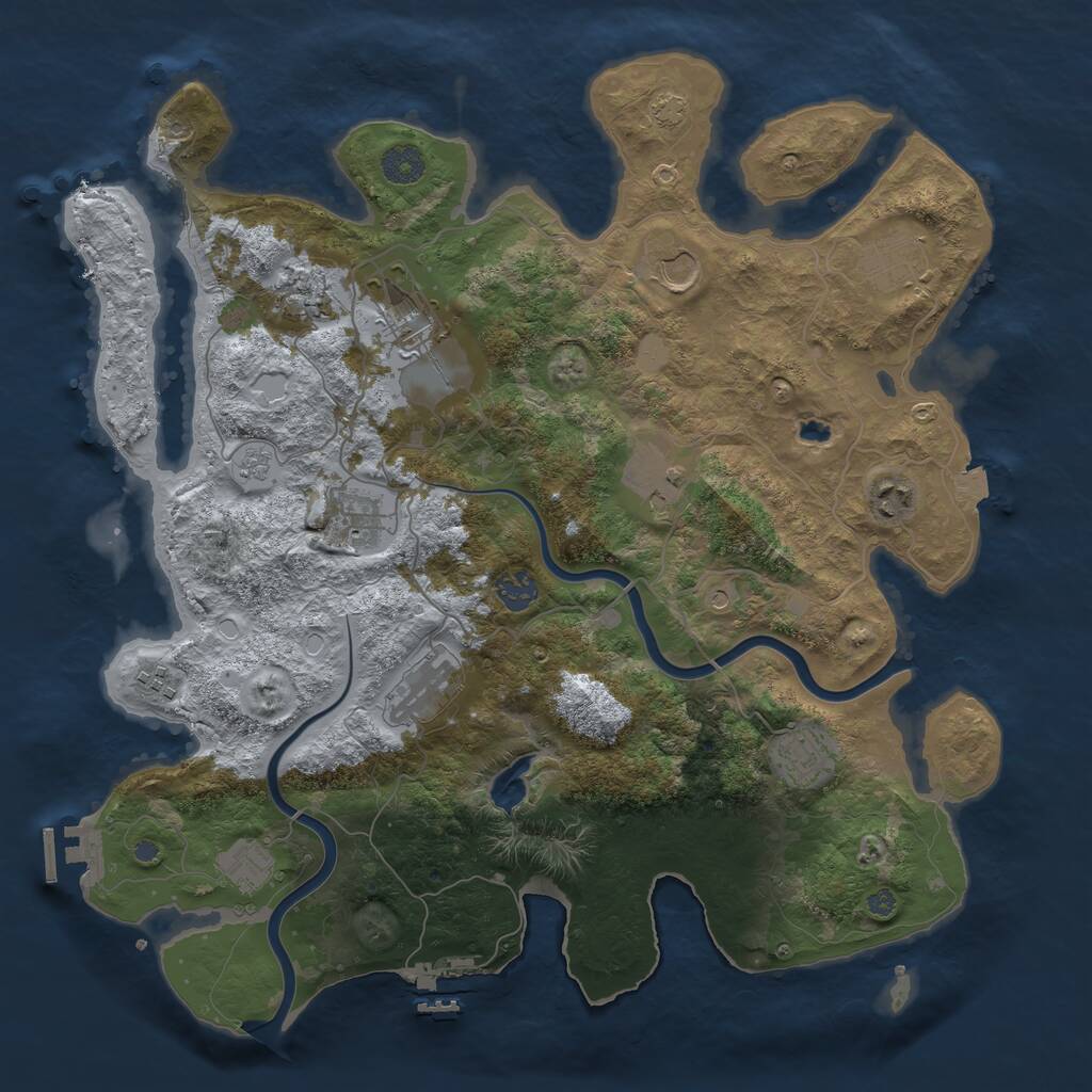 Rust Map: Procedural Map, Size: 4000, Seed: 661884933, 19 Monuments