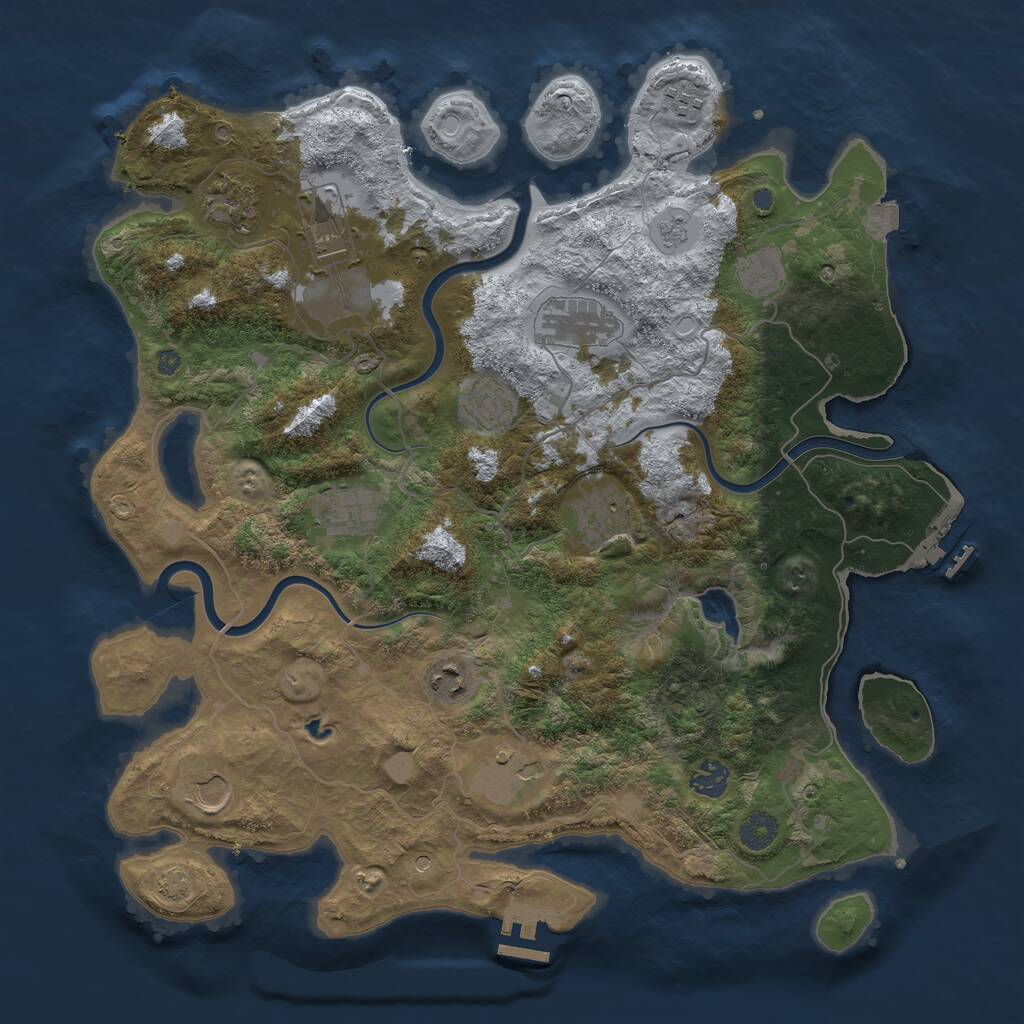 Rust Map: Procedural Map, Size: 4000, Seed: 998220, 19 Monuments