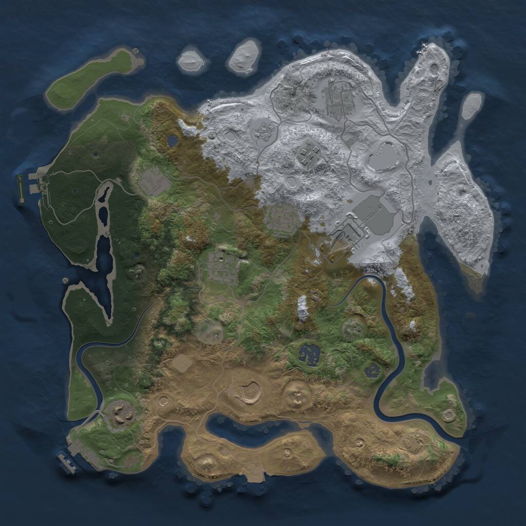 Rust Map: Procedural Map, Size: 3500, Seed: 749195470, 16 Monuments