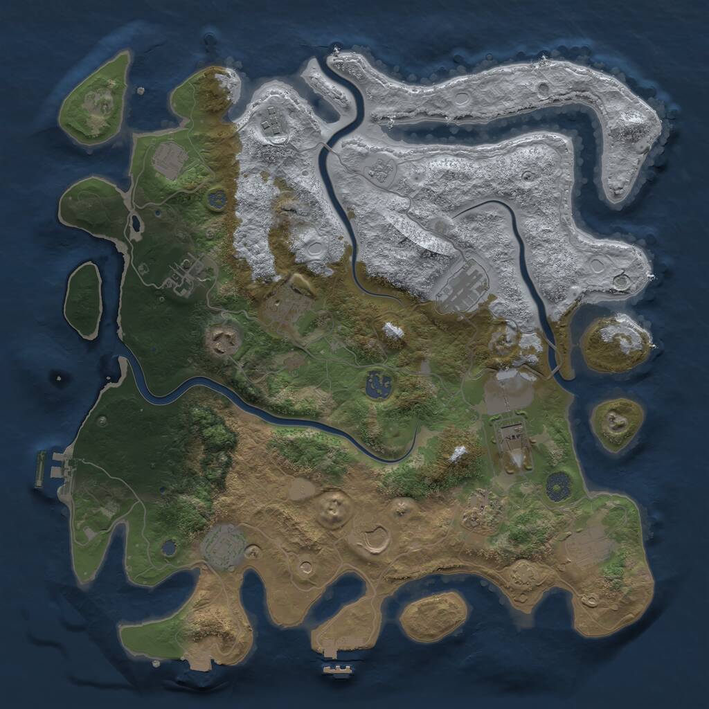 Rust Map: Procedural Map, Size: 3850, Seed: 1840234143, 19 Monuments