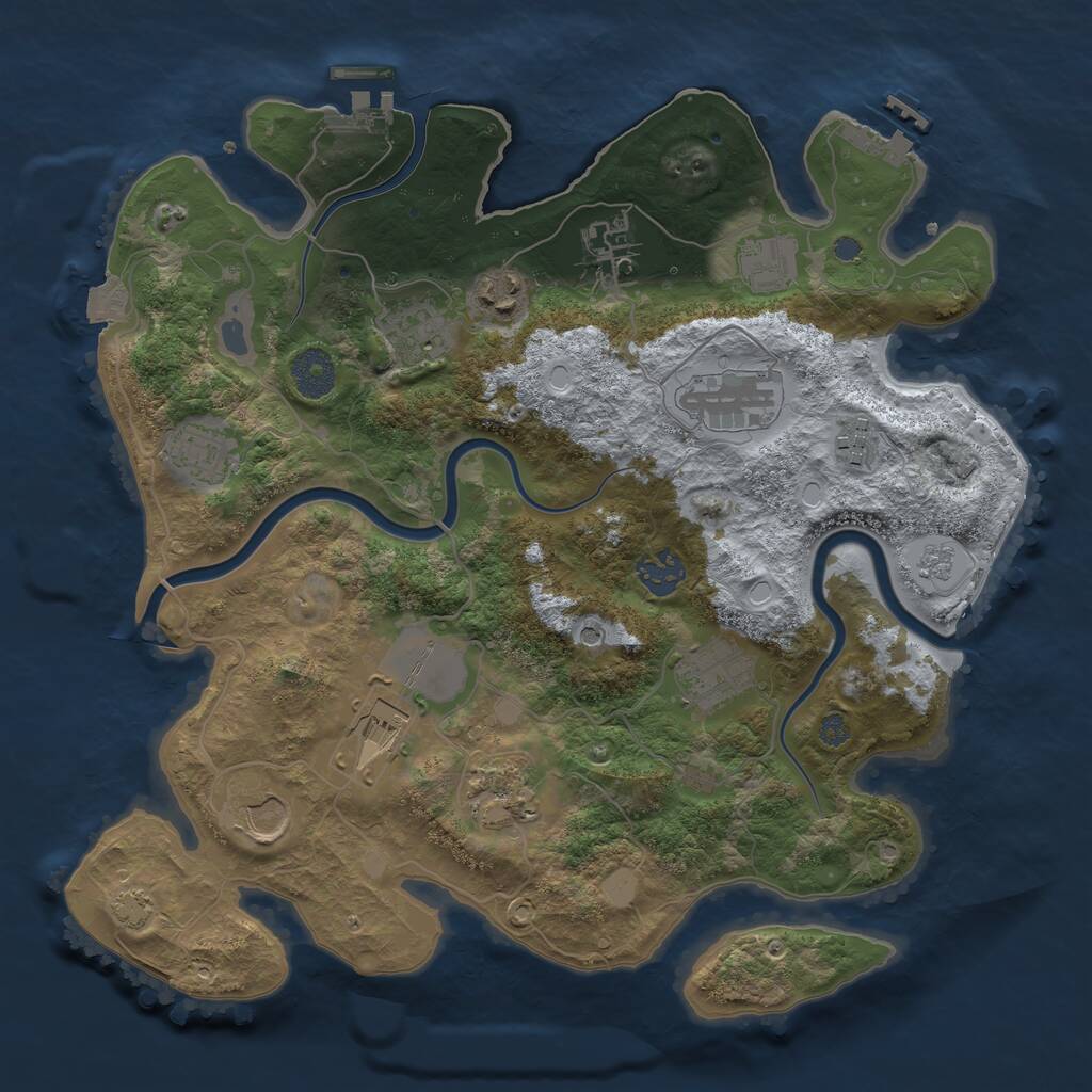 Rust Map: Procedural Map, Size: 3500, Seed: 1575499701, 19 Monuments