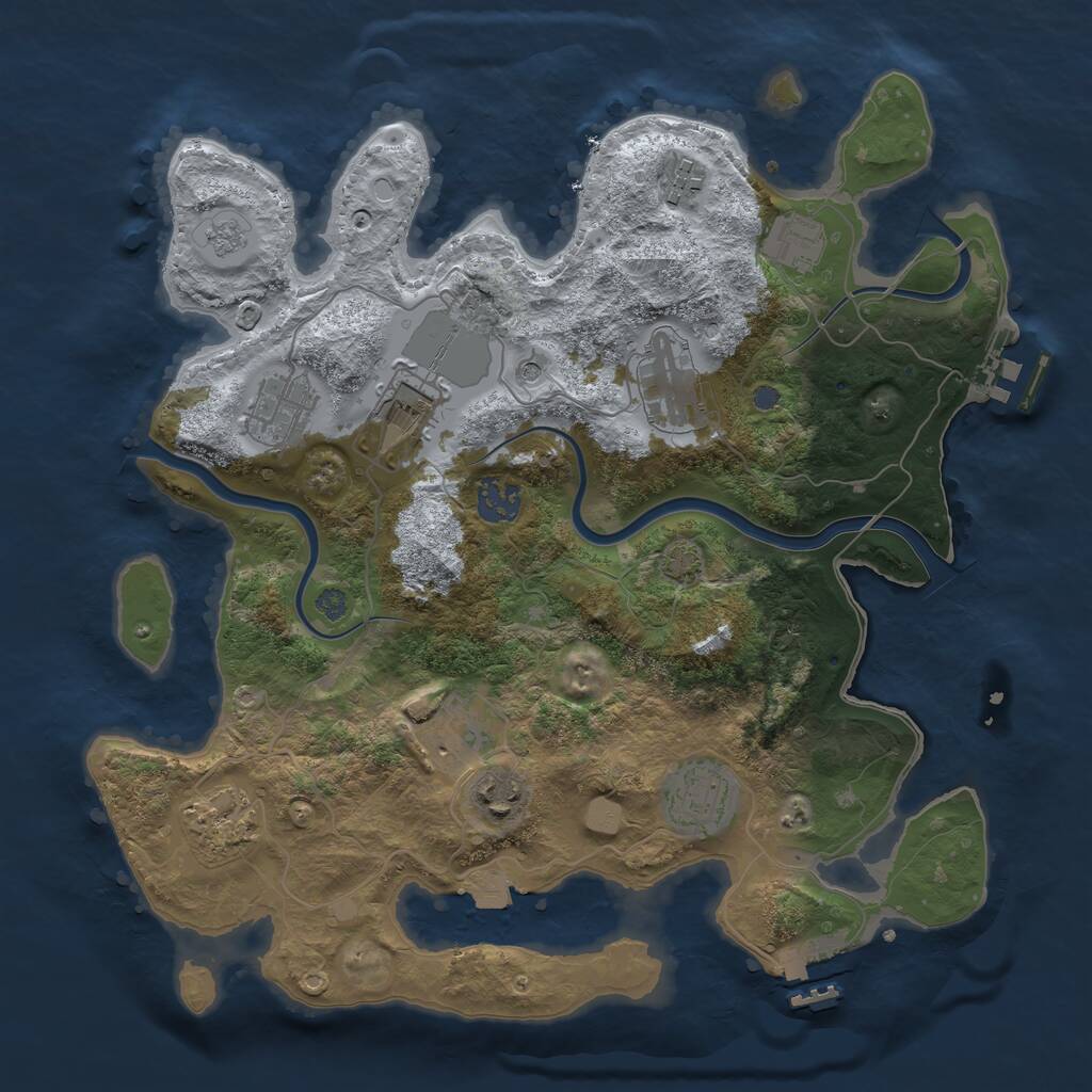 Rust Map: Procedural Map, Size: 3500, Seed: 102700479, 17 Monuments