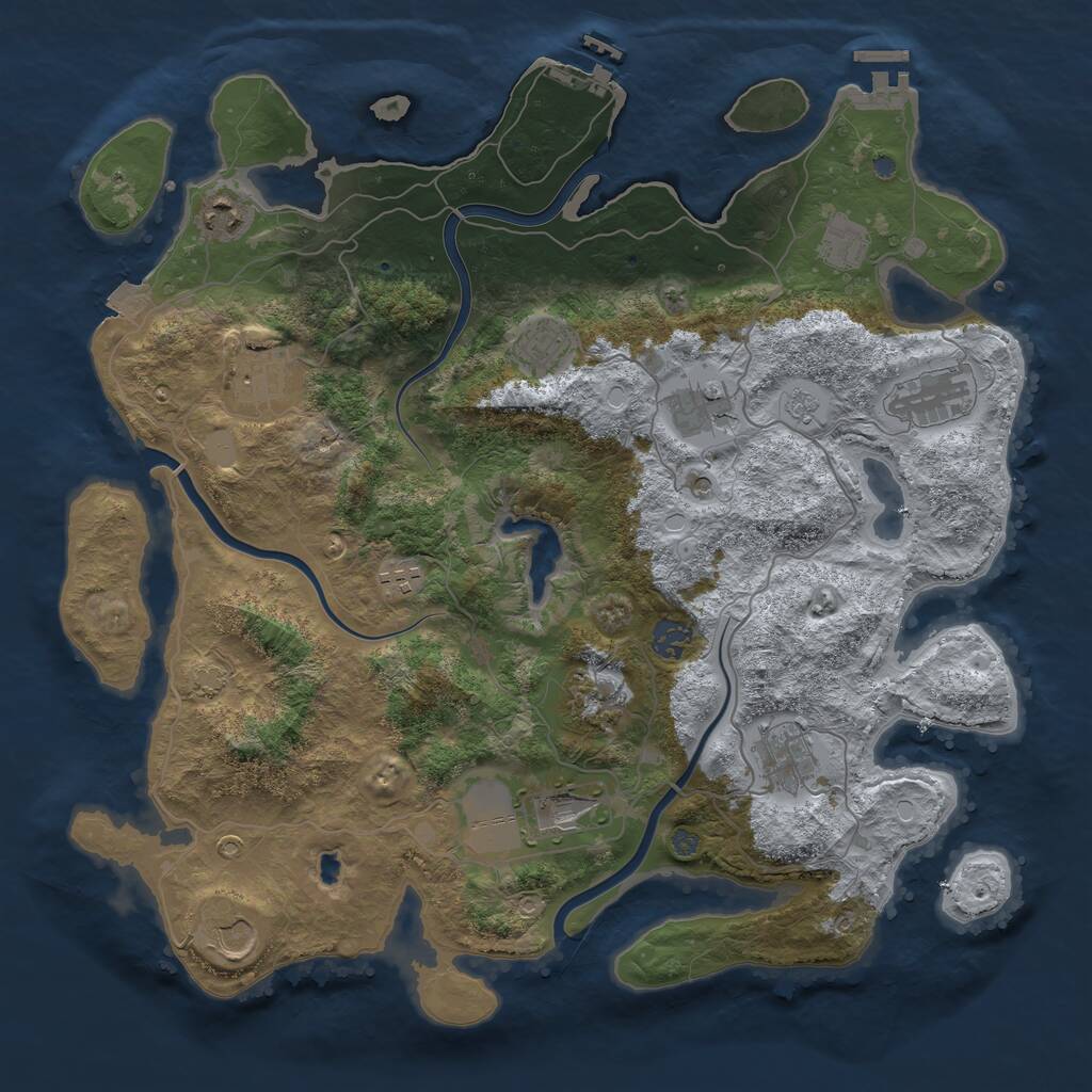 Rust Map: Procedural Map, Size: 4000, Seed: 325817136, 19 Monuments