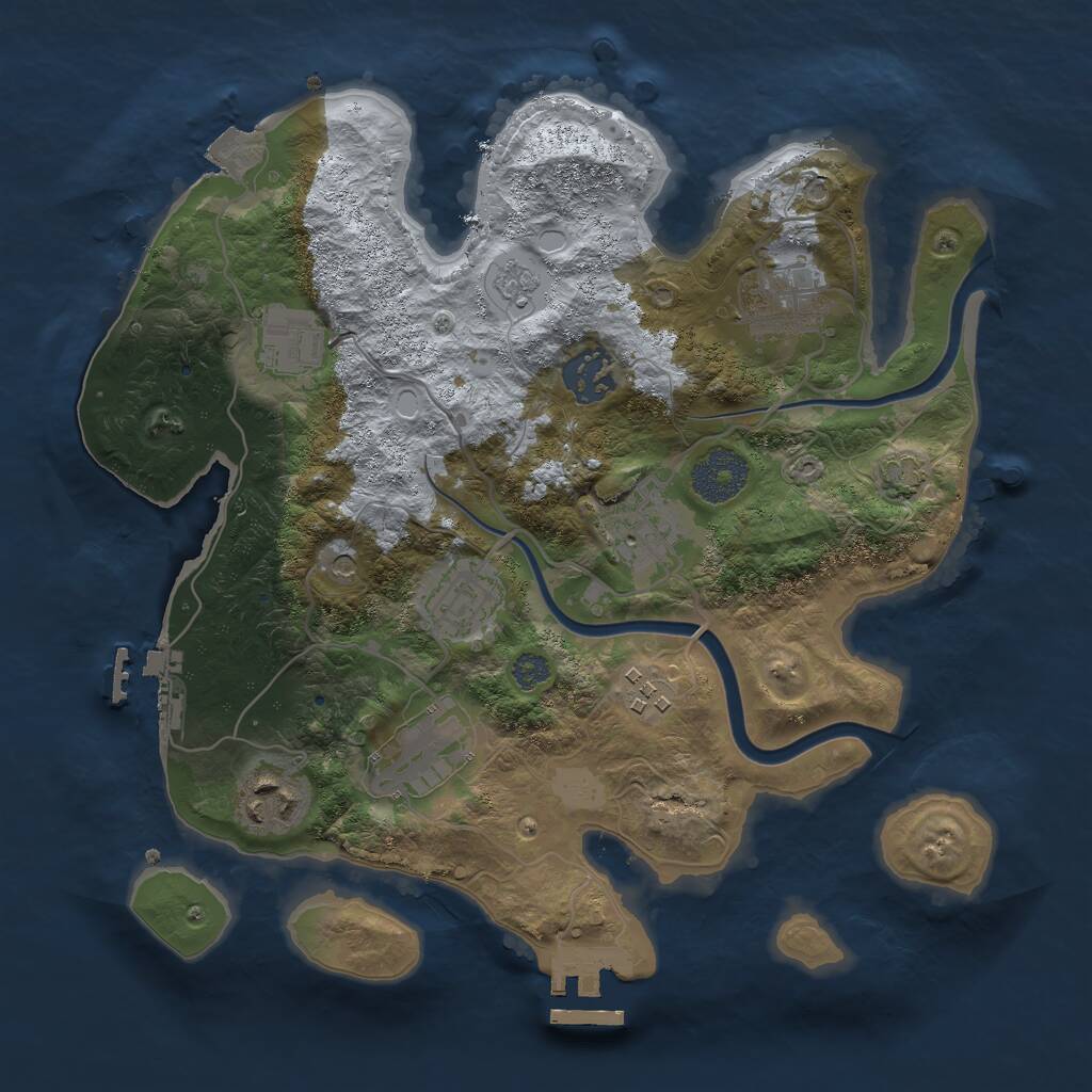 Rust Map: Procedural Map, Size: 3000, Seed: 746291835, 15 Monuments