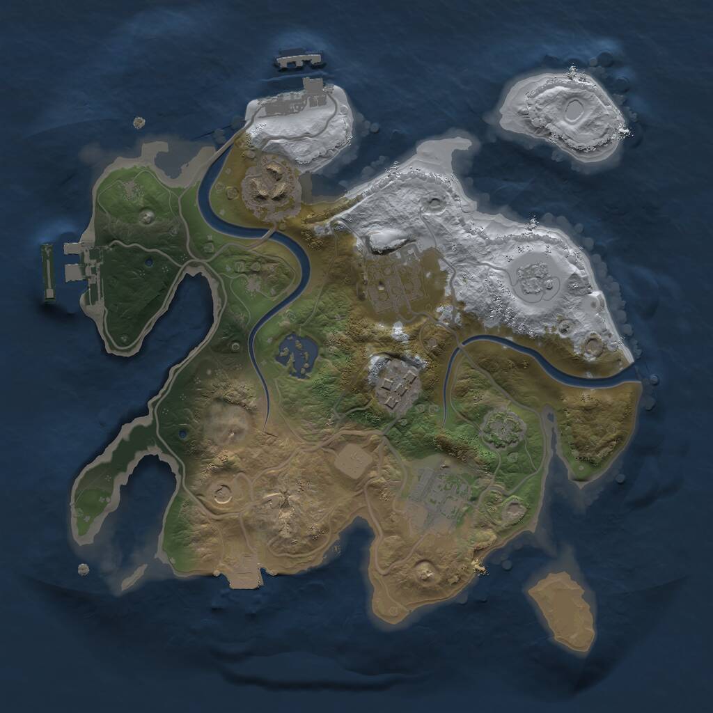 Rust Map: Procedural Map, Size: 2500, Seed: 1834663961, 13 Monuments