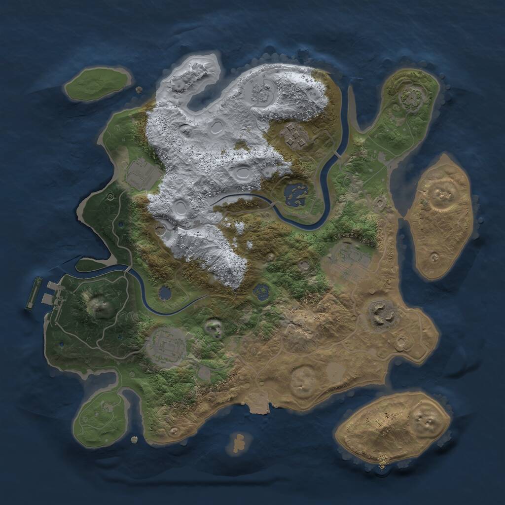 Rust Map: Procedural Map, Size: 3000, Seed: 1611451828, 12 Monuments