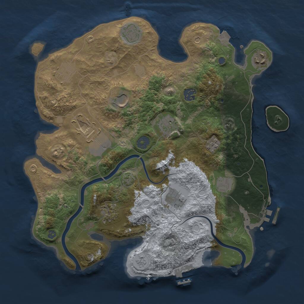 Rust Map: Procedural Map, Size: 3500, Seed: 2121873871, 18 Monuments
