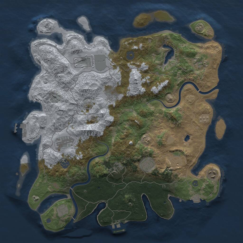 Rust Map: Procedural Map, Size: 4000, Seed: 1310933121, 16 Monuments