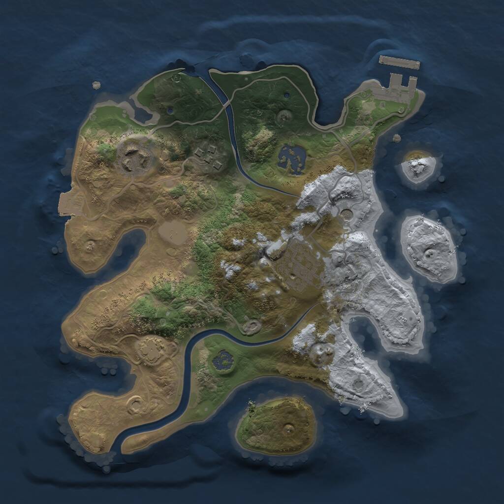Rust Map: Procedural Map, Size: 2500, Seed: 84994, 10 Monuments