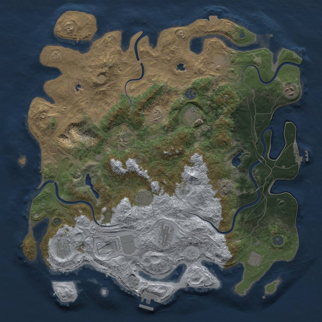 Rust Map: Procedural Map, Size: 4500, Seed: 927483, 18 Monuments