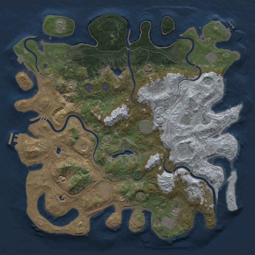 Rust Map: Procedural Map, Size: 4500, Seed: 1870646857, 19 Monuments