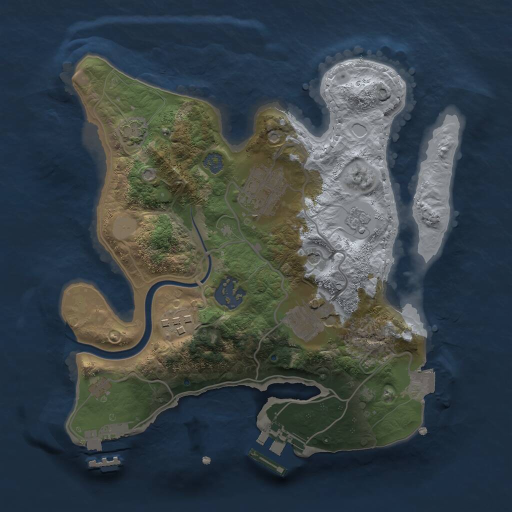 Rust Map: Procedural Map, Size: 2500, Seed: 484001, 12 Monuments