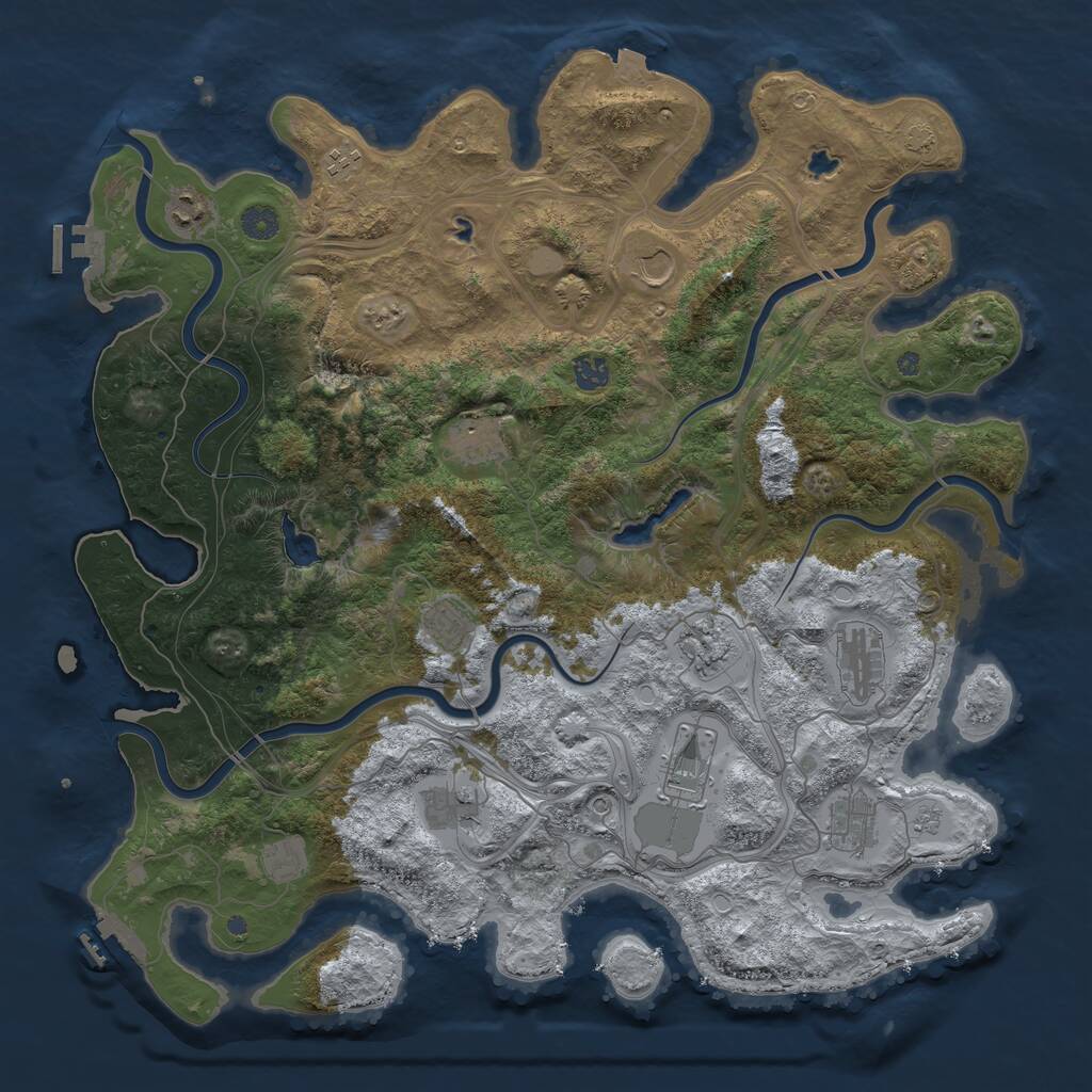 Rust Map: Procedural Map, Size: 4500, Seed: 469727921, 19 Monuments