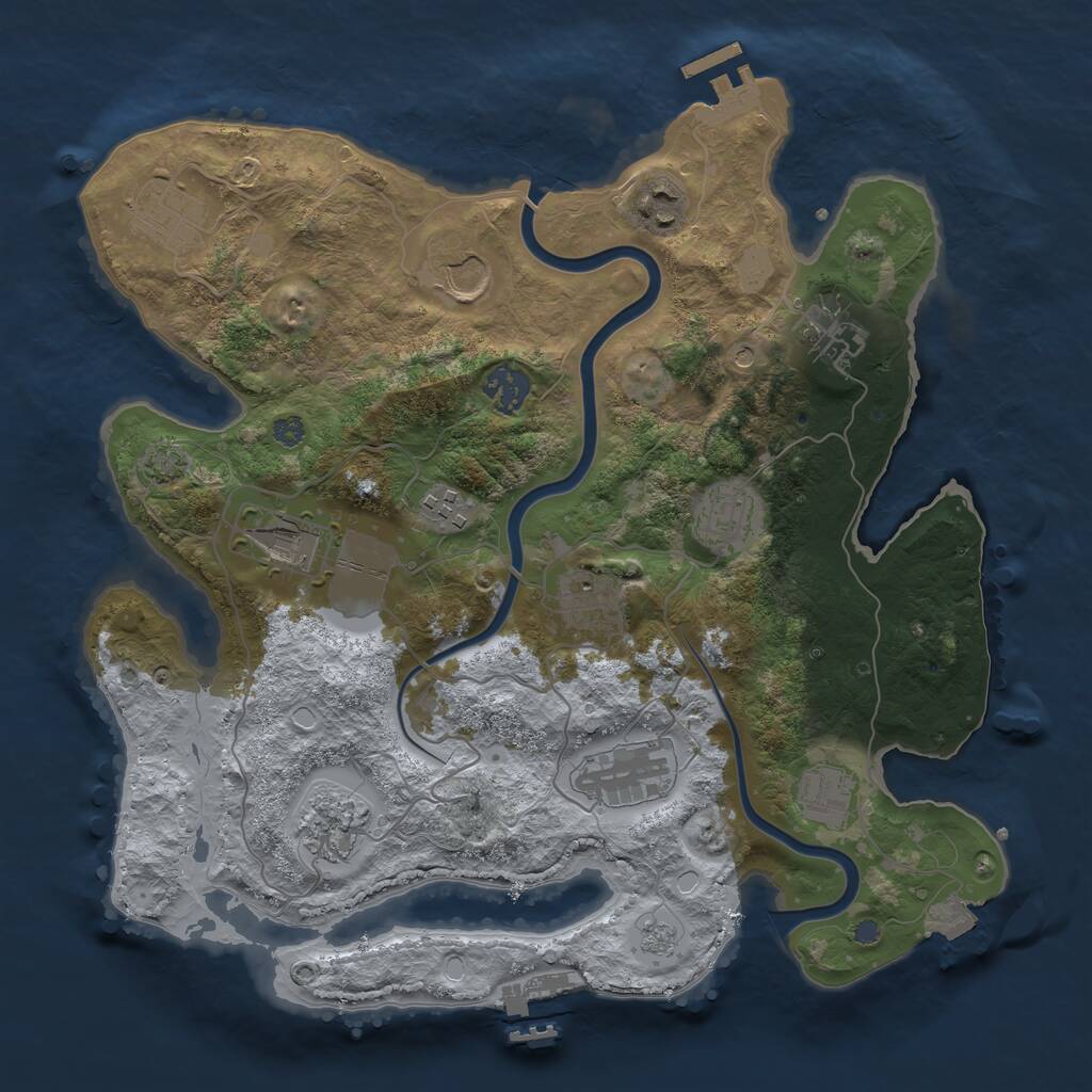 Rust Map: Procedural Map, Size: 3500, Seed: 1027077602, 19 Monuments