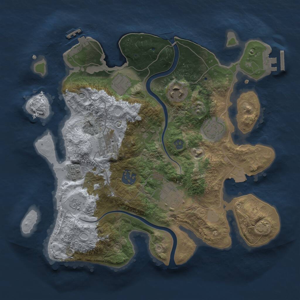 Rust Map: Procedural Map, Size: 3000, Seed: 78943, 14 Monuments