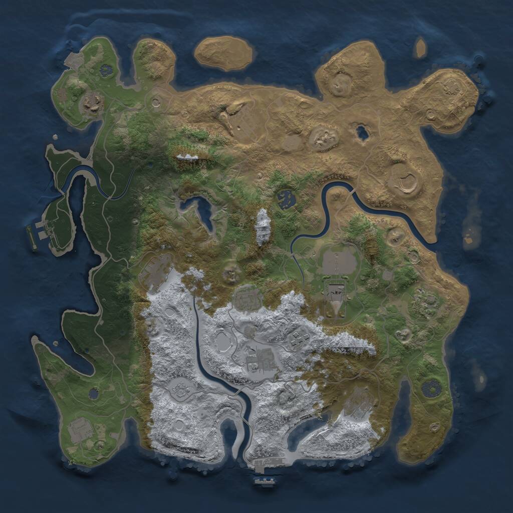 Rust Map: Procedural Map, Size: 4000, Seed: 64829530, 19 Monuments