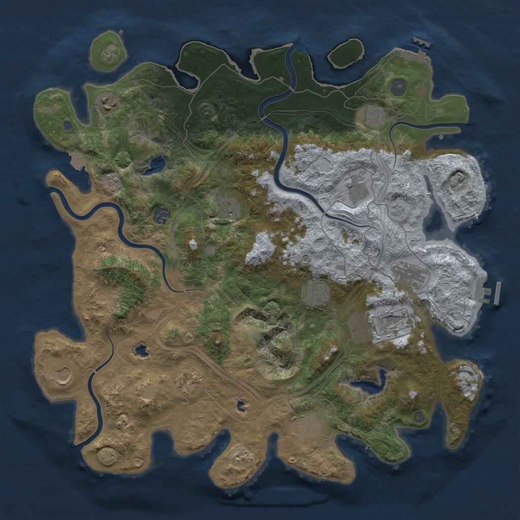 Rust Map: Procedural Map, Size: 4500, Seed: 930824030, 19 Monuments