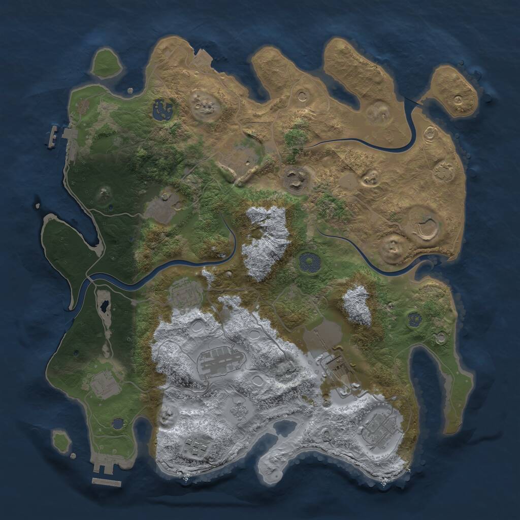 Rust Map: Procedural Map, Size: 3600, Seed: 1797298475, 18 Monuments