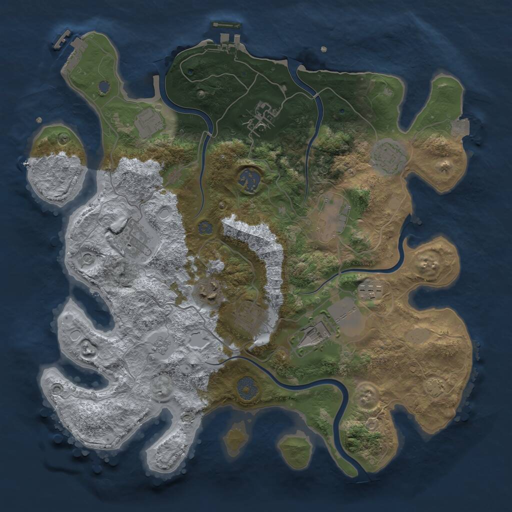 Rust Map: Procedural Map, Size: 3500, Seed: 7876896, 17 Monuments