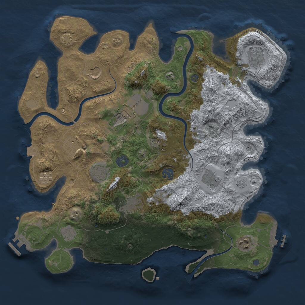 Rust Map: Procedural Map, Size: 3750, Seed: 522532759, 19 Monuments