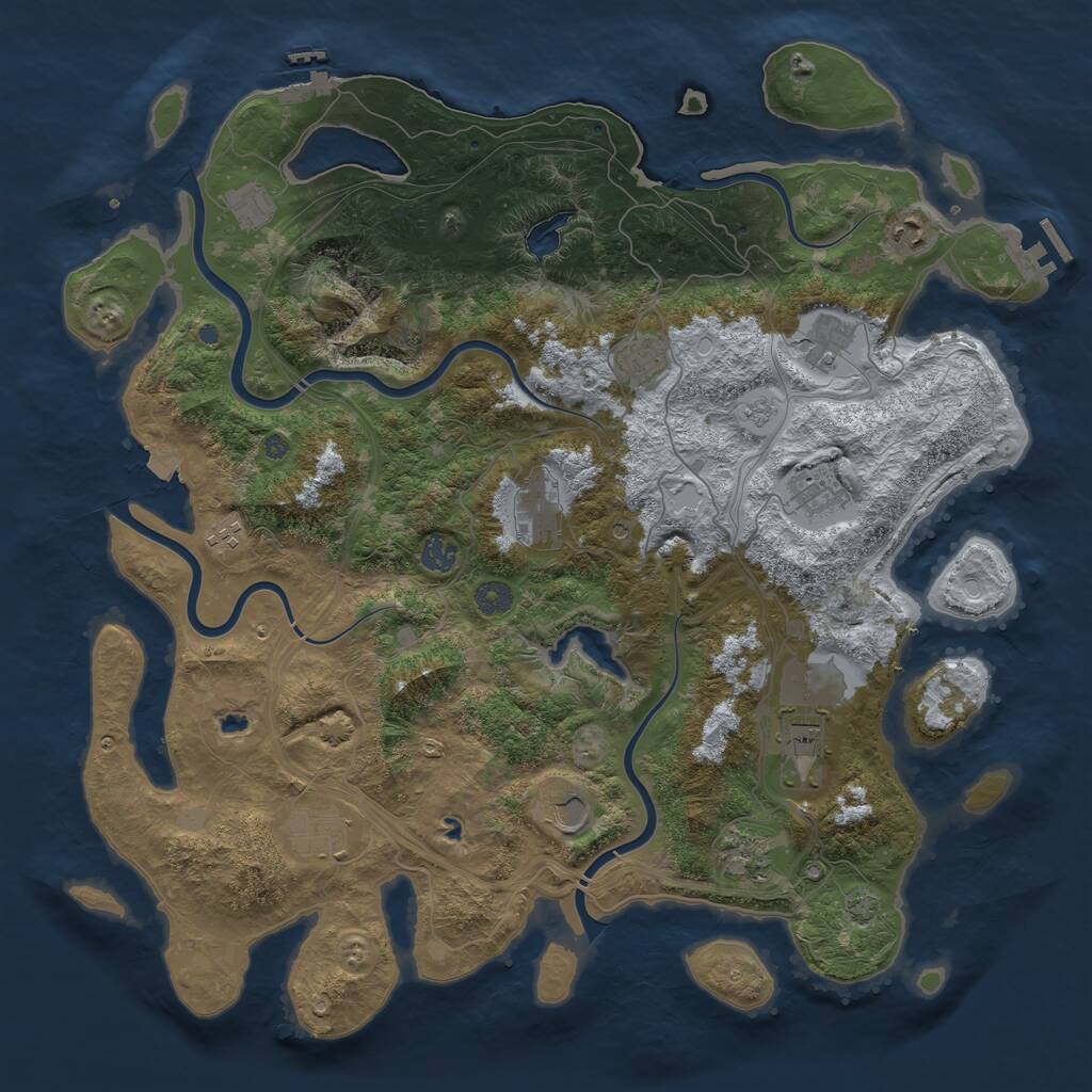 Rust Map: Procedural Map, Size: 4500, Seed: 31234, 17 Monuments