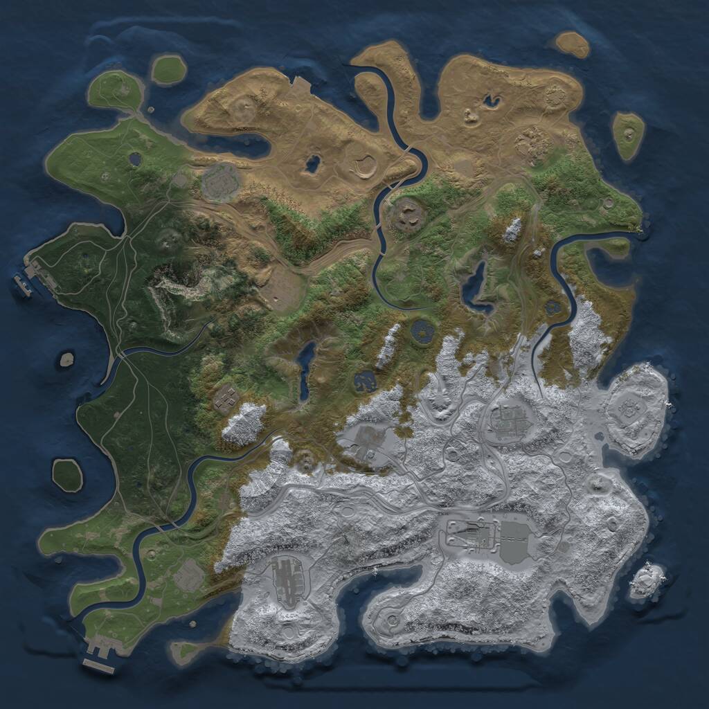 Rust Map: Procedural Map, Size: 4500, Seed: 388239, 17 Monuments