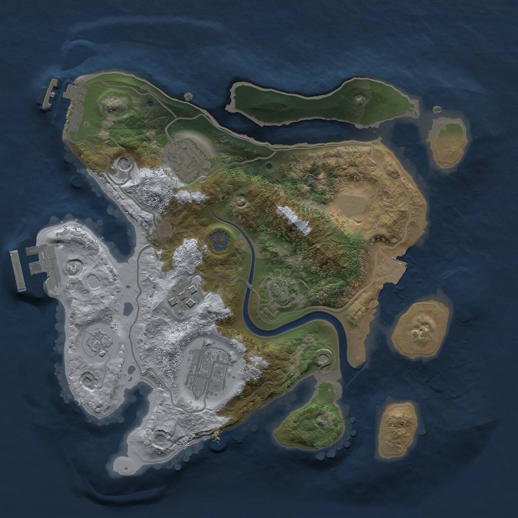 Rust Map: Procedural Map, Size: 2500, Seed: 1957492492, 11 Monuments
