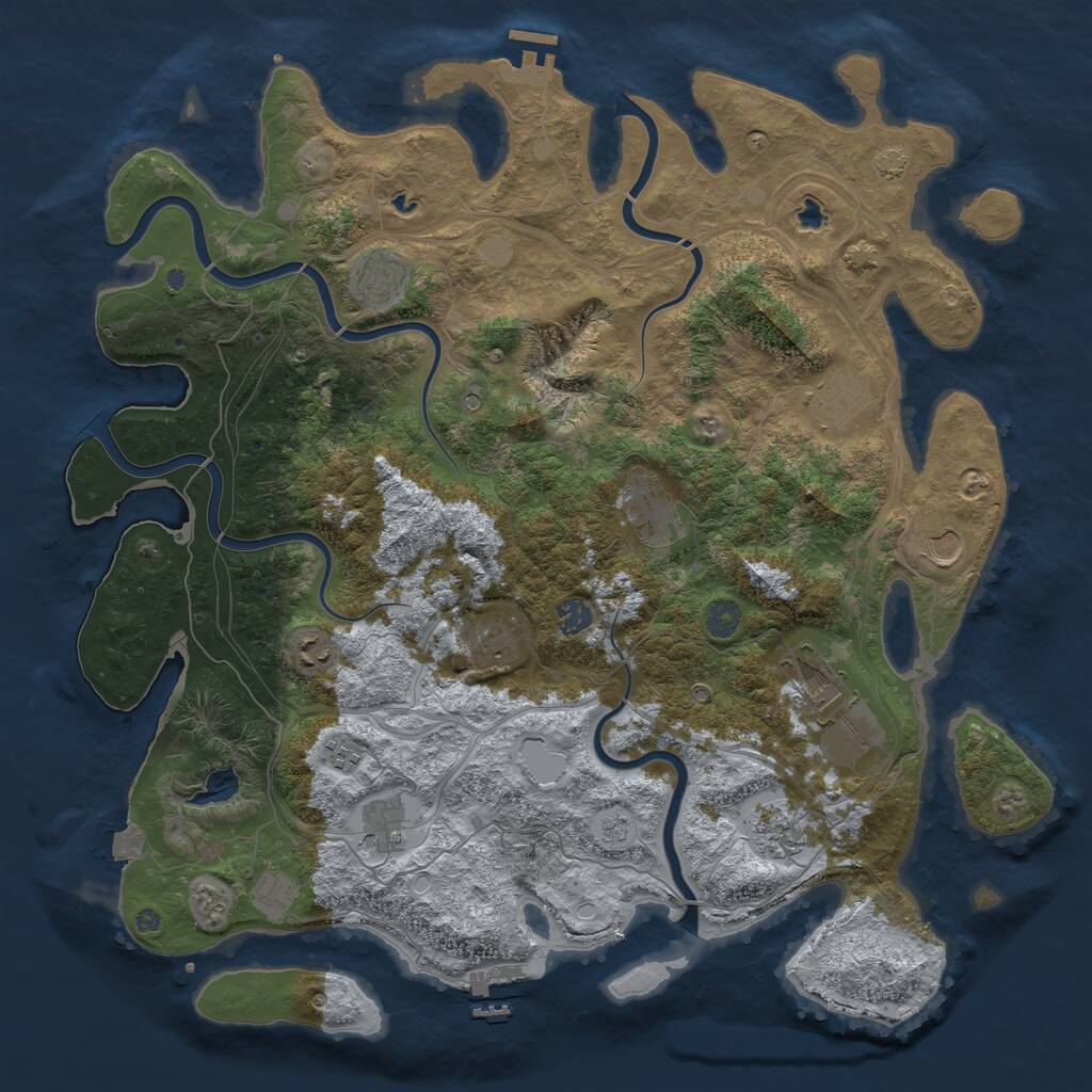 Rust Map: Procedural Map, Size: 4500, Seed: 1819553012, 17 Monuments
