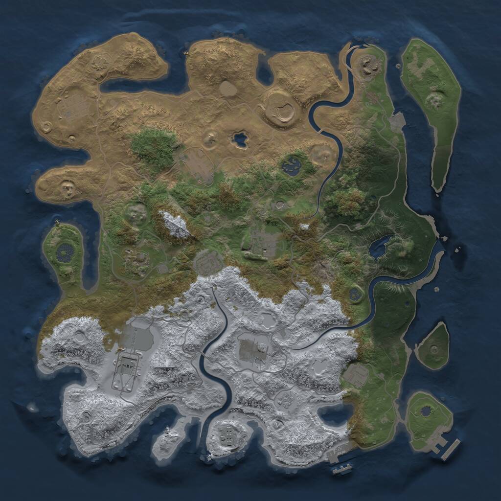 Rust Map: Procedural Map, Size: 4000, Seed: 42083027, 17 Monuments