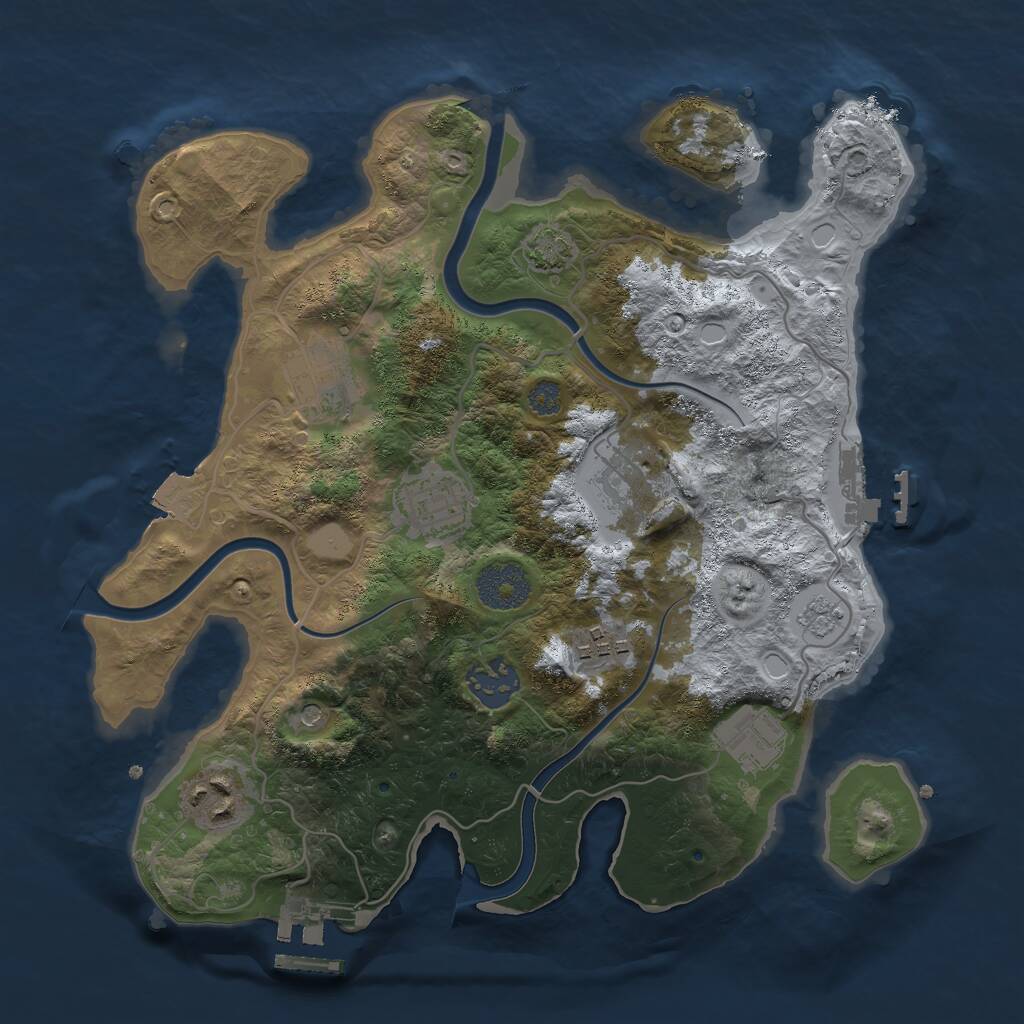 Rust Map: Procedural Map, Size: 3000, Seed: 1250138283, 14 Monuments
