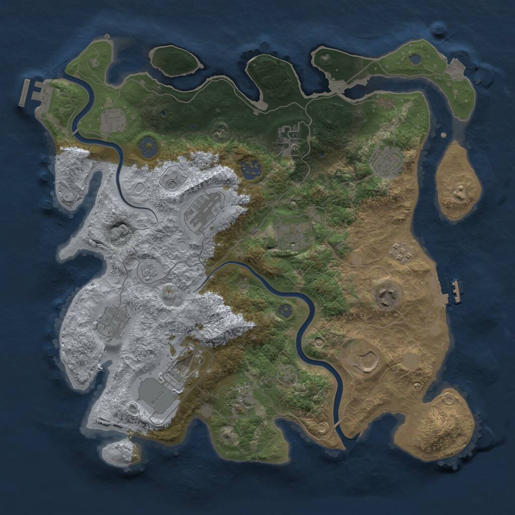 Rust Map: Procedural Map, Size: 3700, Seed: 1695597190, 19 Monuments