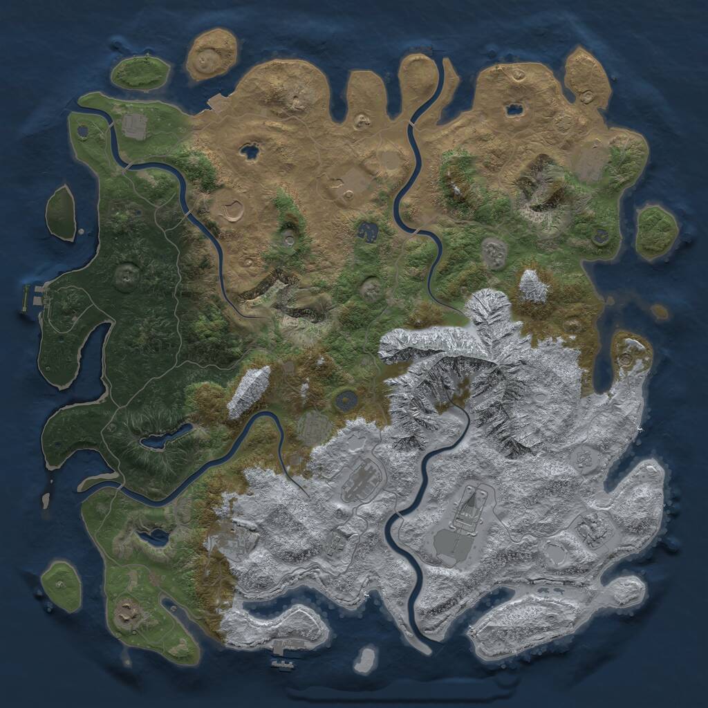 Rust Map: Procedural Map, Size: 5000, Seed: 123420, 19 Monuments