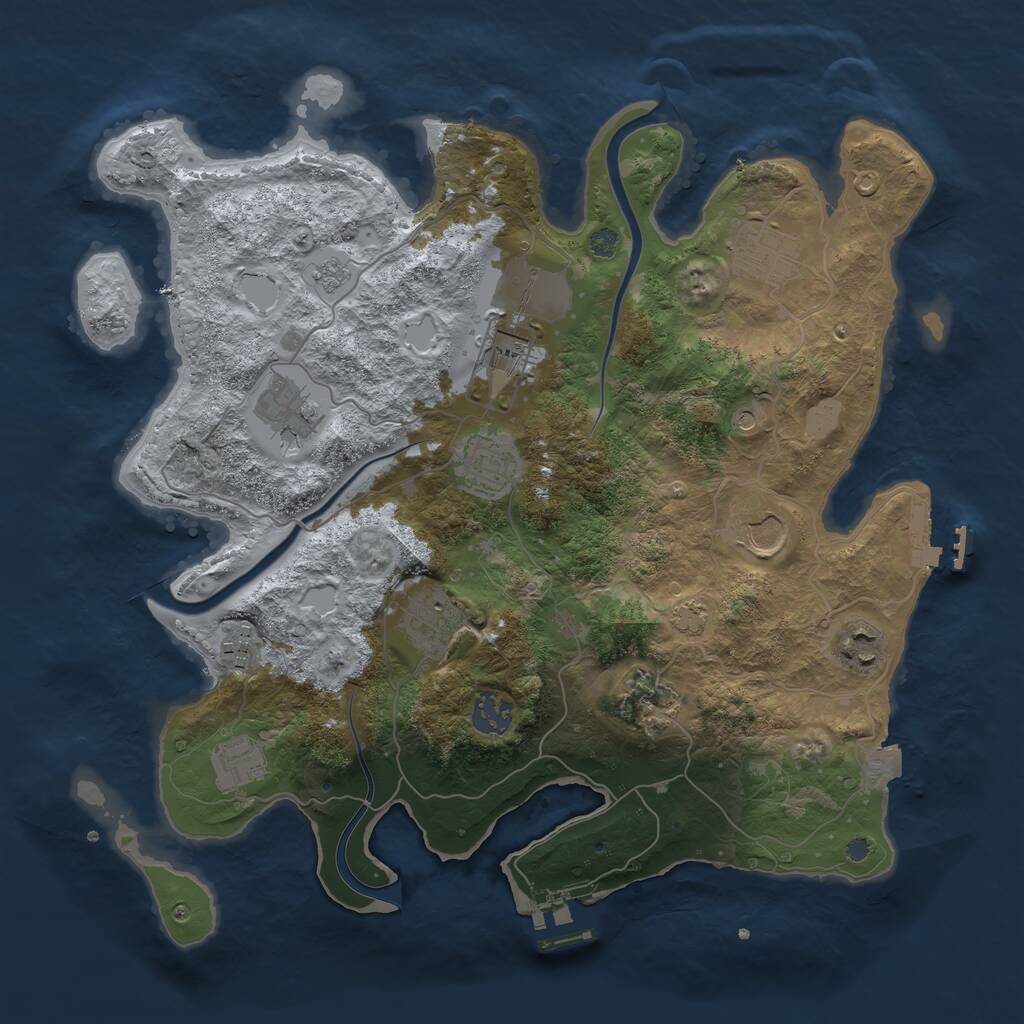 Rust Map: Procedural Map, Size: 3600, Seed: 610313523, 18 Monuments
