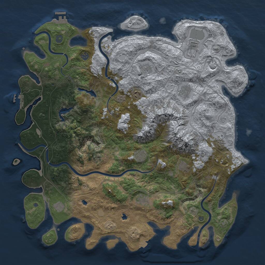 Rust Map: Procedural Map, Size: 5000, Seed: 420123, 18 Monuments